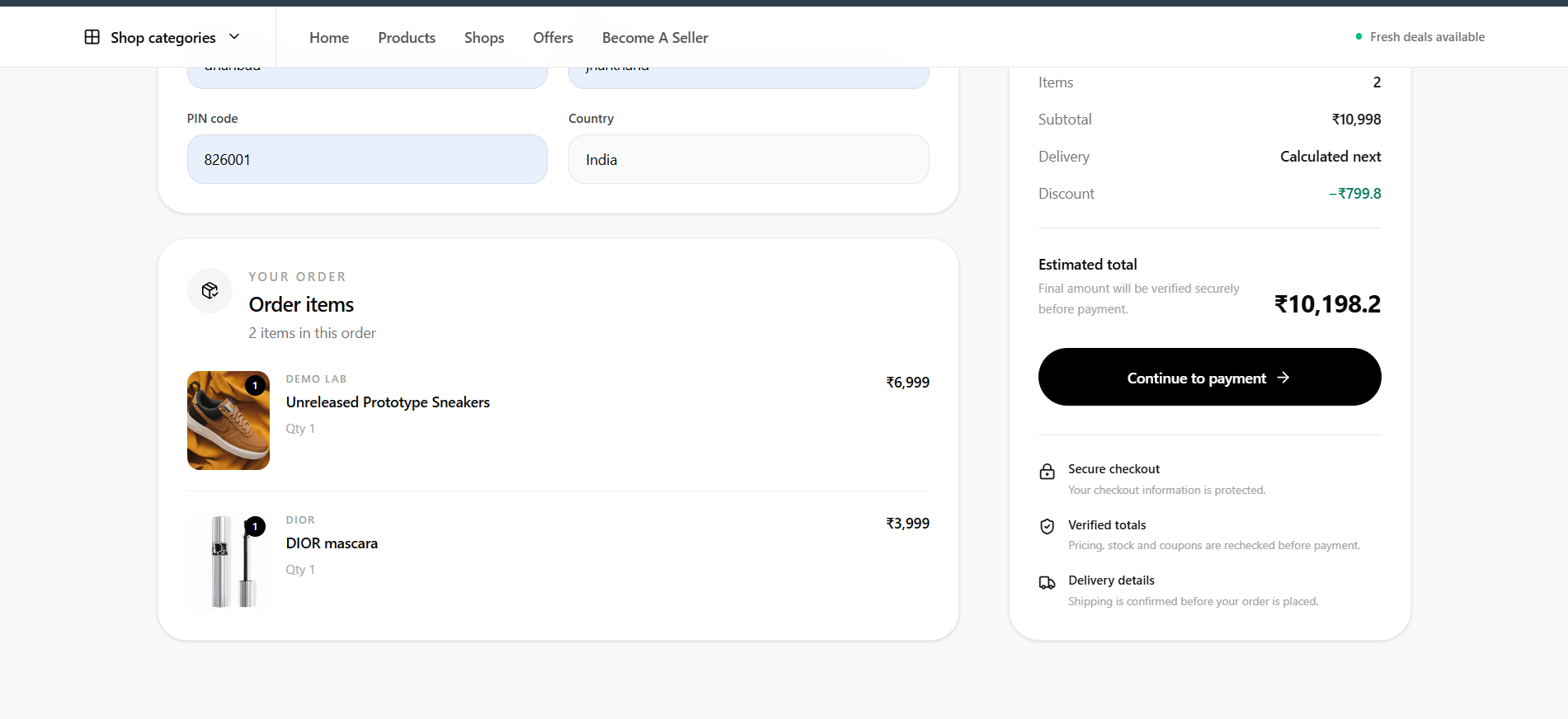 Eshop — Secure checkout